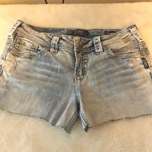 Silver cutoff jean shorts p1303